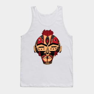 Red and Cream African Mask 4 Tank Top